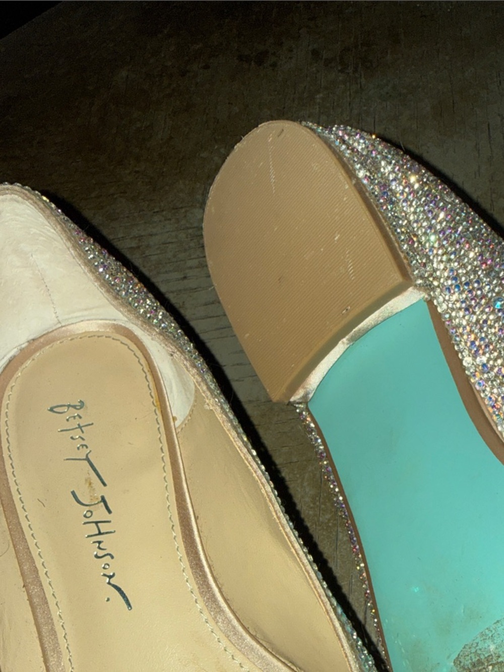 Betsey Johnson Iridescent Crystal Embellished Pointed Flats - Pink/Multicolor - Picture 2 of 6